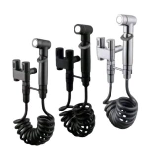 1-In-2-Out Dual Control Bidet Sprayer Set – “Bum Gun” with Coiled Hose